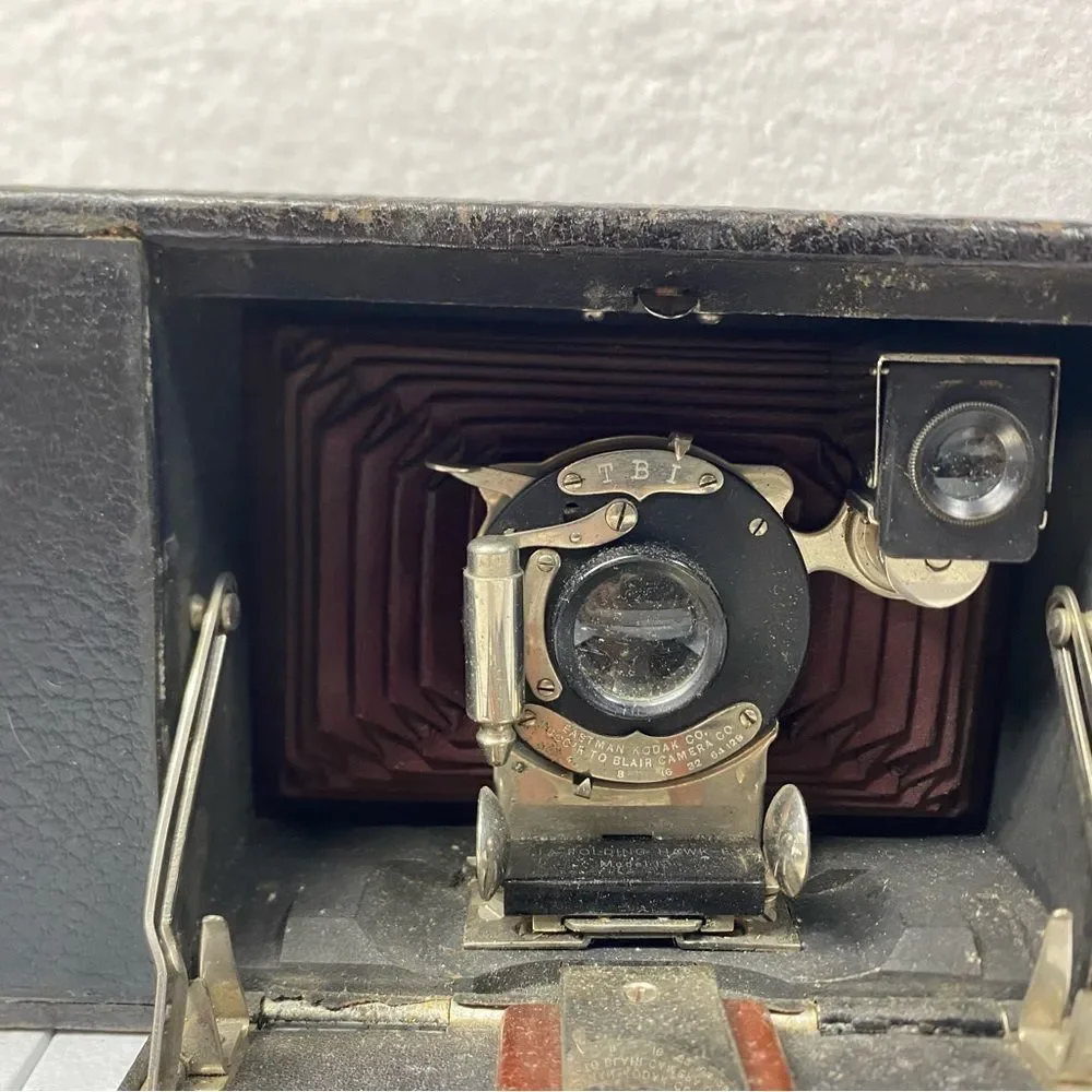 Antique Kodak No. 3 TBI Folding Brownie Maroon Bellows Camera UNTESTED
